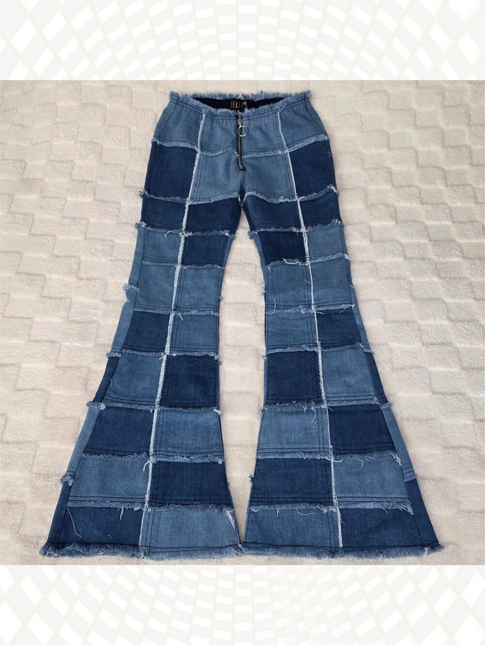 Delia's By Dolls Kill 'Raise The Vibration' Patchwork Denim Flares Size S NWOT